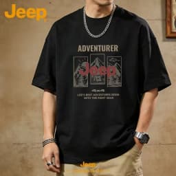 JEEP 2026 Men's Summer Pure Cotton Comfort T-Shirt, Loose and Casual, Crew Neck Outdoor Men's Top