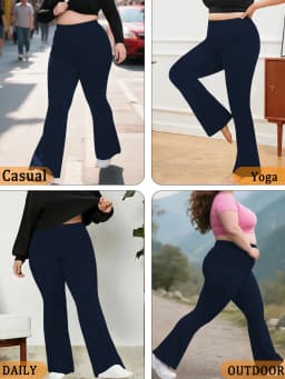 Plus Size Elegant Women's High-Waisted Flared Pants for Yoga Workout. Suitable for Women Leggings to Use for Leisure.