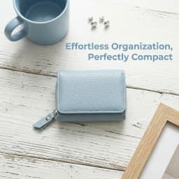 Pomelo Best Trifold Small Wallet For Women RFID Blocking Faux Leather Slim Card Holder With Zipper Coin