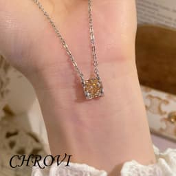 Luxury-Style 925 Sterling Silver Millennium Rose Necklace with Diamonds and Glittering Lockbone Chain for Women