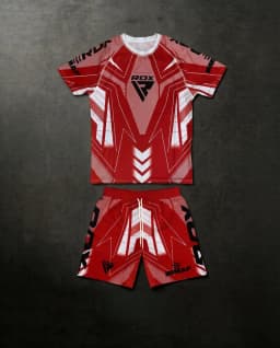 Men's Blue Black Geometric Rash Guard & Shorts Quick Dry MMA Style Compression Sport Set Breathable Athletic Training Uniform
