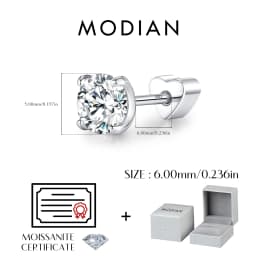 MODIAN 0.5CT D Color Cartilage Studs Moissanite 925 Sterling Sliver Neutral Simple Heart Screw Stud Earrings For Women Jewelry