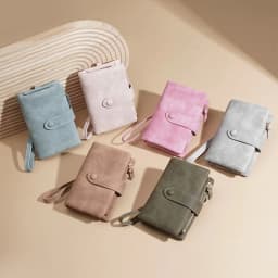 Baellerry Women's Short Wallet Soft Suede PU Leather Card Holder with Multiple Slots Snap Fasteners And Zipper Coin Purse