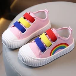 Summer Children's Canvas Shoes for Boys and Girls Rainbow Sneakers Baby Non-slip Casual Shoes Toddler Versatile Reathable Style