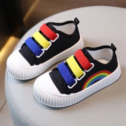 Summer Children's Canvas Shoes for Boys and Girls Rainbow Sneakers Baby Non-slip Casual Shoes Toddler Versatile Reathable Style