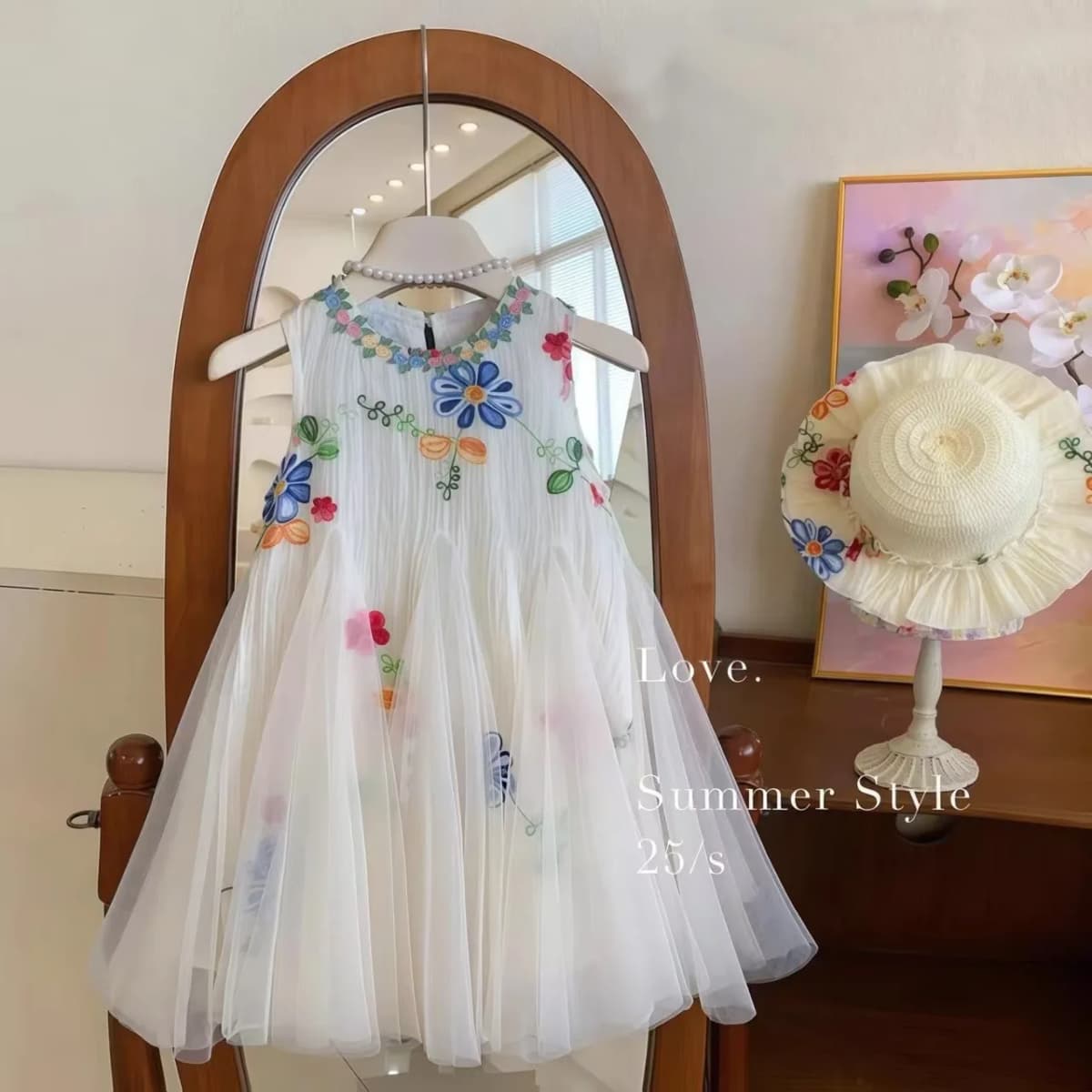 Summer Sweet and Cute Princess Girls Dresses Color Blocked Mesh Sleeveless Wedding Party Bridesmaids Children Dress