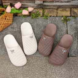 Summer Women Hollow Out Breathable Clog Mules Bow Decor Non-Slip Soft Sole Home Garden Beach Daily Casual Walking Shoes