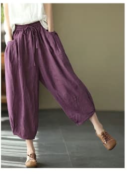 Women's Solid Color Retro Elastic Waist Pants Office Lady Fashion New Arrival Trendy Comfortable