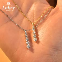 Lnkry 14k Gold Filled Chain Necklace Sparkling Five Stones Moissanite Pendant Necklace For Women Wedding Jewelry Gift