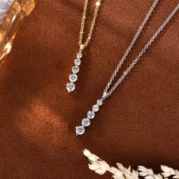 Lnkry 14k Gold Filled Chain Necklace Sparkling Five Stones Moissanite Pendant Necklace For Women Wedding Jewelry Gift
