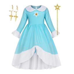 2026 Movie Girls Princess Dress Video Game Star Pattern Outfit Rosalina Role Play Costume Kids Halloween Peach Cosplay Clothes
