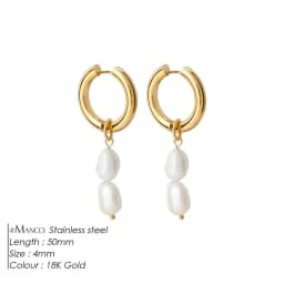 Luxury Pearl Hoop Earrings Minimalist 18K Gold Plated Pearl Charms Earrings for Girls Trendy Anniversary Birthday Jewelry Gift