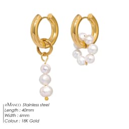 Luxury Pearl Hoop Earrings Minimalist 18K Gold Plated Pearl Charms Earrings for Girls Trendy Anniversary Birthday Jewelry Gift