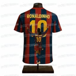 Barca Stripe Ronaldinho Print Football Jersey Tshirt Comfortable Breathable Summer Sport Stylish Family Kids Tees FamilyMatching