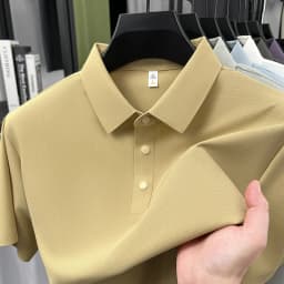 High quality ice silk short sleeve polo shirt men's classic solid color summer breathable business casual T-shirt new luxury top