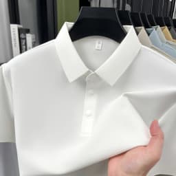 High quality ice silk short sleeve polo shirt men's classic solid color summer breathable business casual T-shirt new luxury top