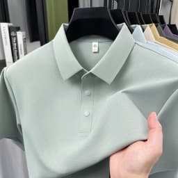 High quality ice silk short sleeve polo shirt men's classic solid color summer breathable business casual T-shirt new luxury top
