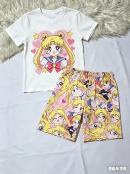 Sailor Moon Adult and Children's Short-sleeve and Shorts Set for Couples / Parent-child Set / Best Friends Casual Two-piece Set