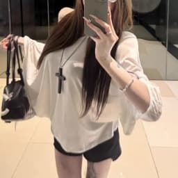 Summer Solid Temperament Back Lace Splicing Bat Long Sleeve T-Shirt Women's Sunscreen Blouse Large Size Sexy Slash Shoulder Top