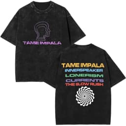 Vintage Washed Pop Rock Band Tame Impala Currents Merch 2026 T Shirts Men Women Casual Cotton Oversized Short Sleeve T-shirts