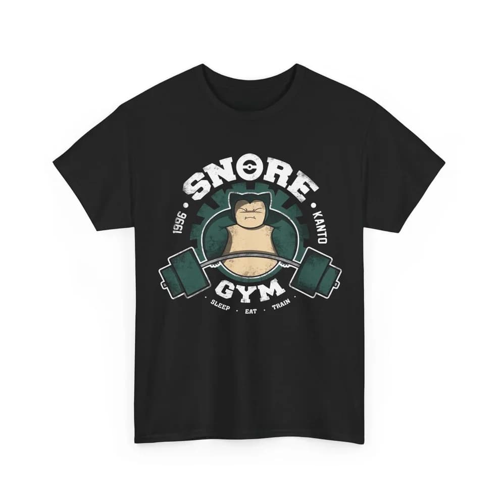 Pokémon Snore Gym Snorlax Pure Cotton T-shirt for Men Women Anime Style Fashion Comfortable Casual Short Sleeved T-shirt