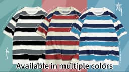 Men's Red, Yellow, and Blue Striped T-Shirt, Short-Sleeved Round Neck Casual T-Shirt, Classic Horizontal Stripe Daily Wear Top