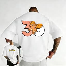 Pokémon 30th Anniversary Vulpix Printed T-shirt Men's and Women's T-shirt High Quality Vintage T-shirt 2026 Summer Streetwear