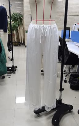 Women's Loose Lace Hem Pants Solid Color Wide Leg Pants Casual Lounge Sleep Pants Palazzo Trousers New