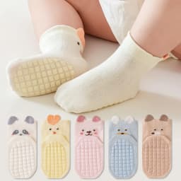 3/5 Pairs Cute Cartoon Baby Socks Anti-slip Rubber Sole Baby Floor Socks Soft Cotton Socks for Newborn Infant Boys Girls