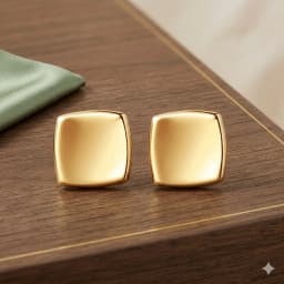 Hiraeva Polished Gold Color Stainless Steel Square Earrings Maximalist Ruched Texture Trendy Jewelry