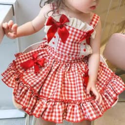 Girls' Lolita Dress, Summer Style, Stylish Plaid Princess Dress for Children, Baby Girl Summer Backless Suspender Dress