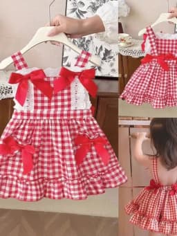 Girls' Lolita Dress, Summer Style, Stylish Plaid Princess Dress for Children, Baby Girl Summer Backless Suspender Dress