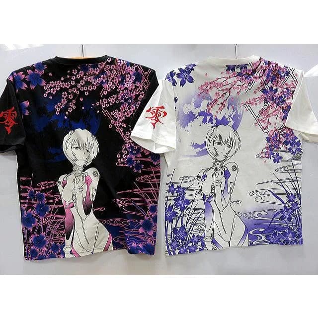Nostalgia Lovers' EVA Rei Ayanami and Asuka Ukiyo-e Style 3D Printed Japanese Short-sleeve Shirts, Shorts Friends