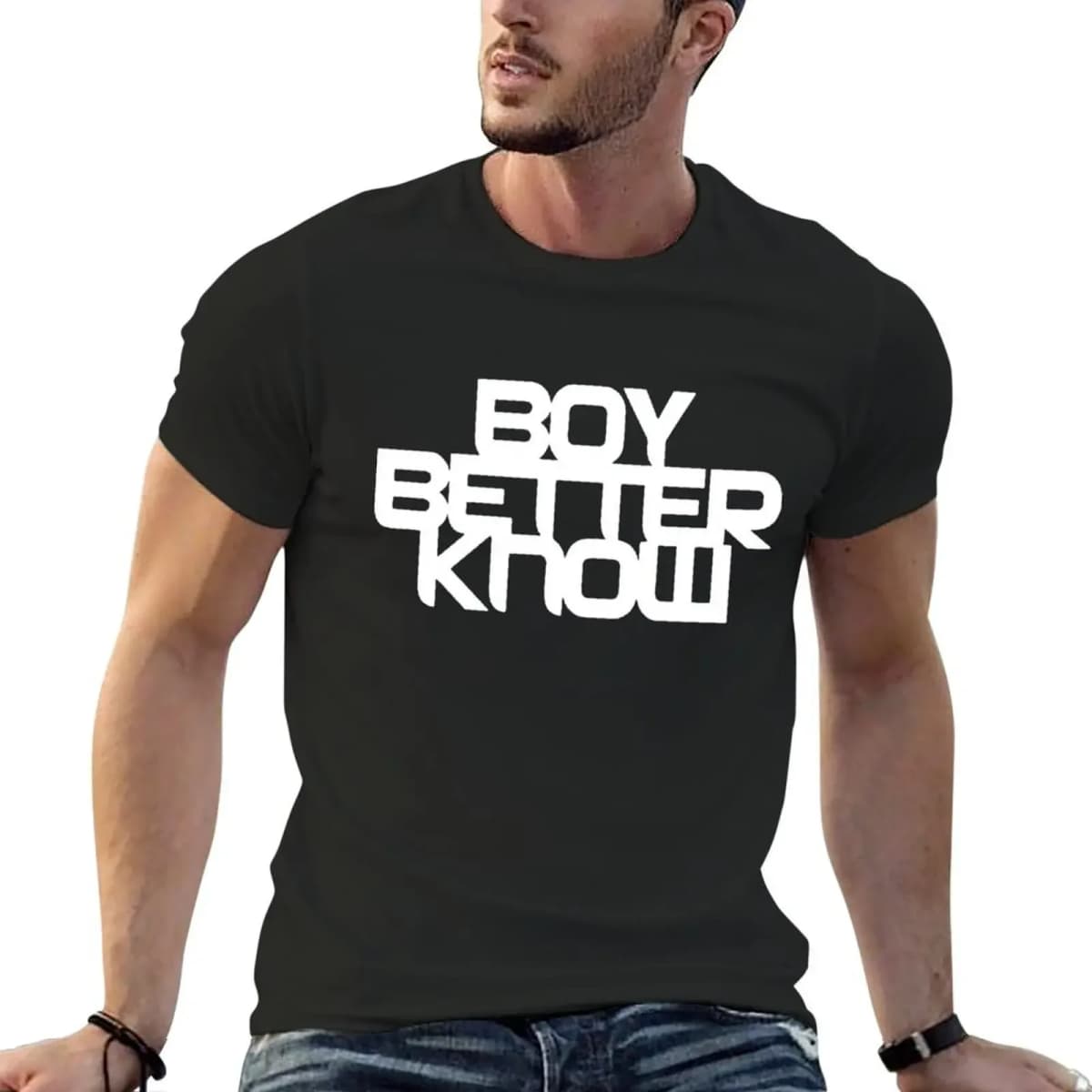 Boy Better Know Chest Placement White T-Shirt, Custom Design Your Own Oversized Graphic Tee, Men's Blouse T-Shirts Pack