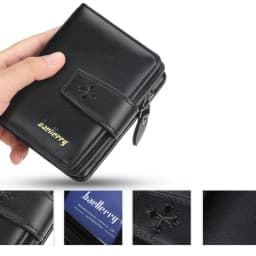 Trendy Buckle Men's Wallet, Short Wallet in a Simple Street Style, Fashionable Men's Accessory with Multiple Card Slots, Multifunctional Large-Capacity Men's Short Wallet