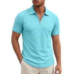 Men's Short Sleeve T-Shirts Summer Casual Shirts for Men Lightweight Zipprt Short Polo Shirt Zip Top Shirts for Work Athletic
