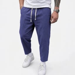 Mens Summer Solid Linen Cotton Blend Trousers Breathable Lightweight Casual Pants Loose Baggy Fit Beach and Sport Pants for Men
