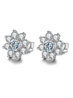 Gorgeous 0.5CT Moissanite Diamond Flower Earrings for Women Solitaire Eternity Wedding Party Luxury Jewelry