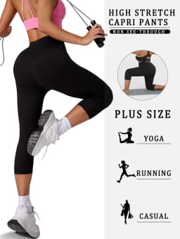 Plus Size High Waisted Yoga Pants for Women Capri Pants Super Soft No See Through Workout Running Home Lounge Leggings