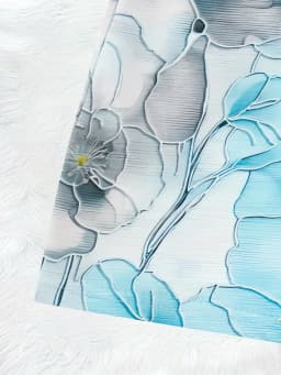 Printed Design casual style Blue Gray Floral Print Pattern crew neck dress