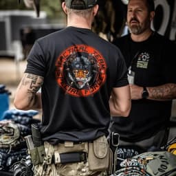 2026 American Men's Tough Guy New Tactical Print High Quality Men's Short Sleeve Crew Neck Comfortable Loose Tee