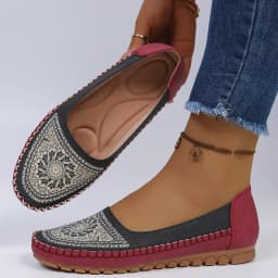 goreyodoly Women Slip On Loafers Wide Fit Comfortable Flats Lightweight Breathable Colorblock Shoes Embroidery Rhinestone Detail