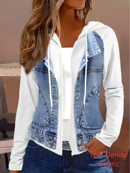 Printed Jacket-Not Denim Fabric And White Hoodie Jacket Spring and Autumn styles casual style