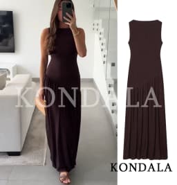 KONDALA Elegant Chic Tulle Sleeveless Dress Women Trendy Vintage Slim Long Dress 2026 Spring Summer Fashion Holiday Casual Dress