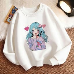 Harajuku Children's Sweatshirt Pullover Spring Japanese Style Anime Girl Crew Neck Graphic Print Hoodie Boy/Girl Kids Hoody