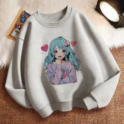 Harajuku Children's Sweatshirt Pullover Spring Japanese Style Anime Girl Crew Neck Graphic Print Hoodie Boy/Girl Kids Hoody