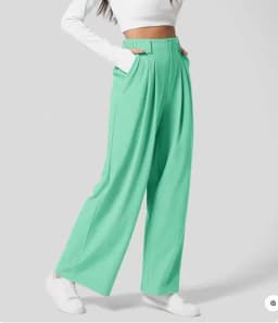 Women's High-Waisted Straight-Leg Trousers Casual Office Wear Slim-Fit Cut Solid-Colour Suit Trousers