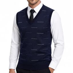 US Size Men's Sleeveless Vests V-Neck Pullover Stretch Knit Suit Vest Casual Business Pullover Vests