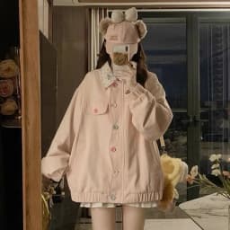 New College Style Dopamine Style Floral Lapel Jacket Women's Spring and Autumn New Design Loose Coat Top