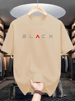 S-5XL Summer Men's 100% Pure Cotton Casual Loose Fit Plus Size BLACK Letter Pattern Printed Round Neck Short Sleeved T-shirt Top